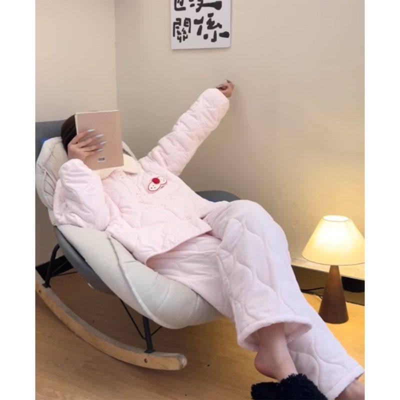 甜美可爱珊瑚绒夹棉睡衣女冬季新款大码加厚保暖家居服套装可外穿,女士内衣/男士内衣/家居服,睡衣/家居服套装,淘宝优惠券,粉丝福利购,淘宝优惠卷