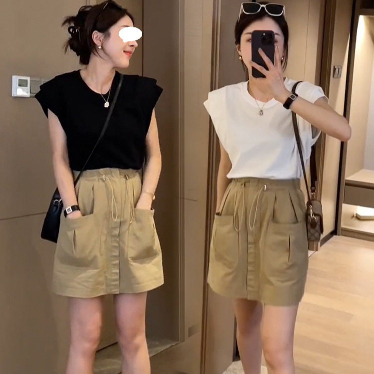 网红 盐系穿搭休闲时尚小个子短袖+短裤职业两件套装女夏季ins