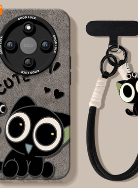 可爱小猫适用荣耀X70手机壳X60竞速版X50pro套x5o叉x30液态硅胶保护honor华为全包x20se新款x40镜头i