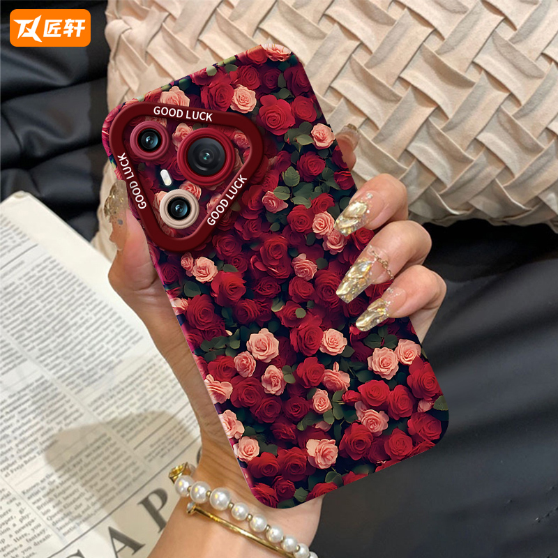玫瑰花适用华为Pura70手机壳P70pro套p60pro新款全包p50蛇年p40外壳p7o加p30por新年款p20pr0十p10plus
