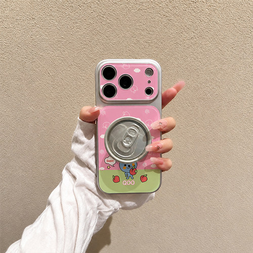 适用苹果17promax手机保护壳新款卡通防摔女iphone16韩系简约15por全包镜头air保护套时尚带支架14高级感桃子