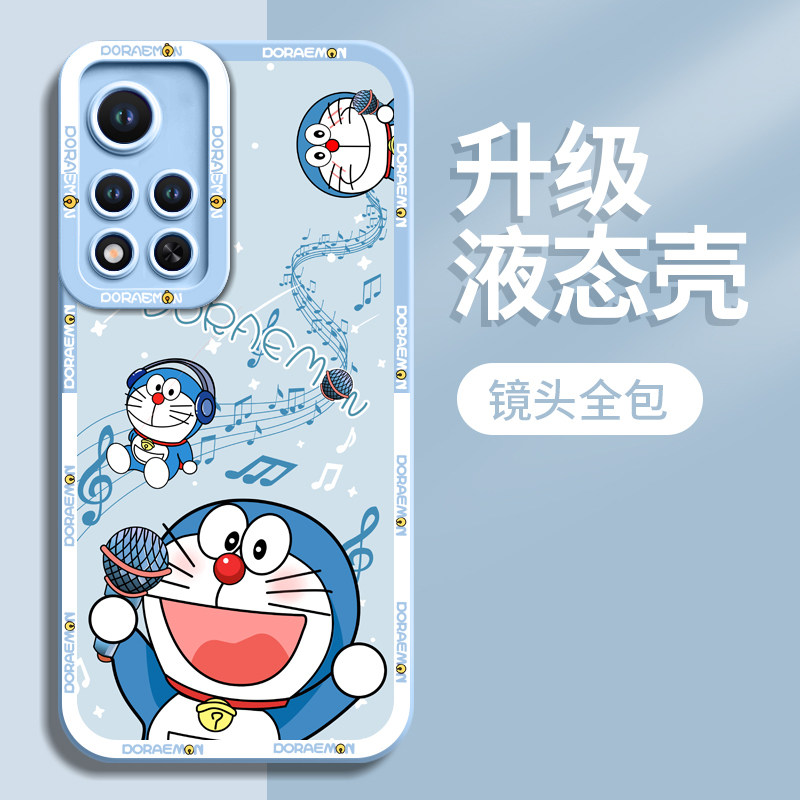 唱歌绘画蓝胖子适用红米note12pro手机壳note12女10por新款note11tpro