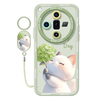 花朵猫咪适用oppofindx7手机壳新款findx7保护套findx7ultra全包硅胶X3液态oppo防摔fidnx5por软findx6pro