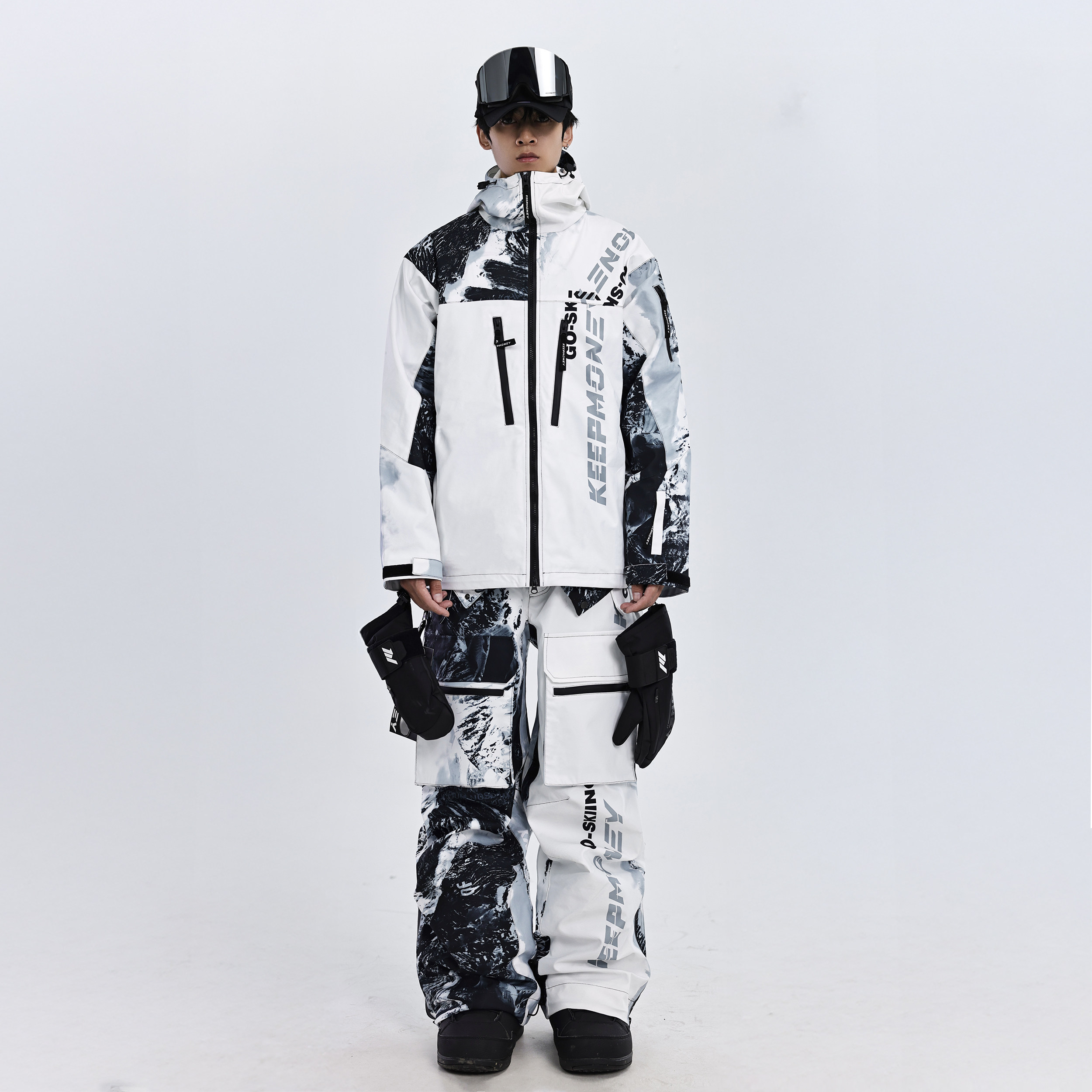 KEEPMONEY雪山渐变滑雪服套装男女单板防水小众复古扎染雪服雪裤