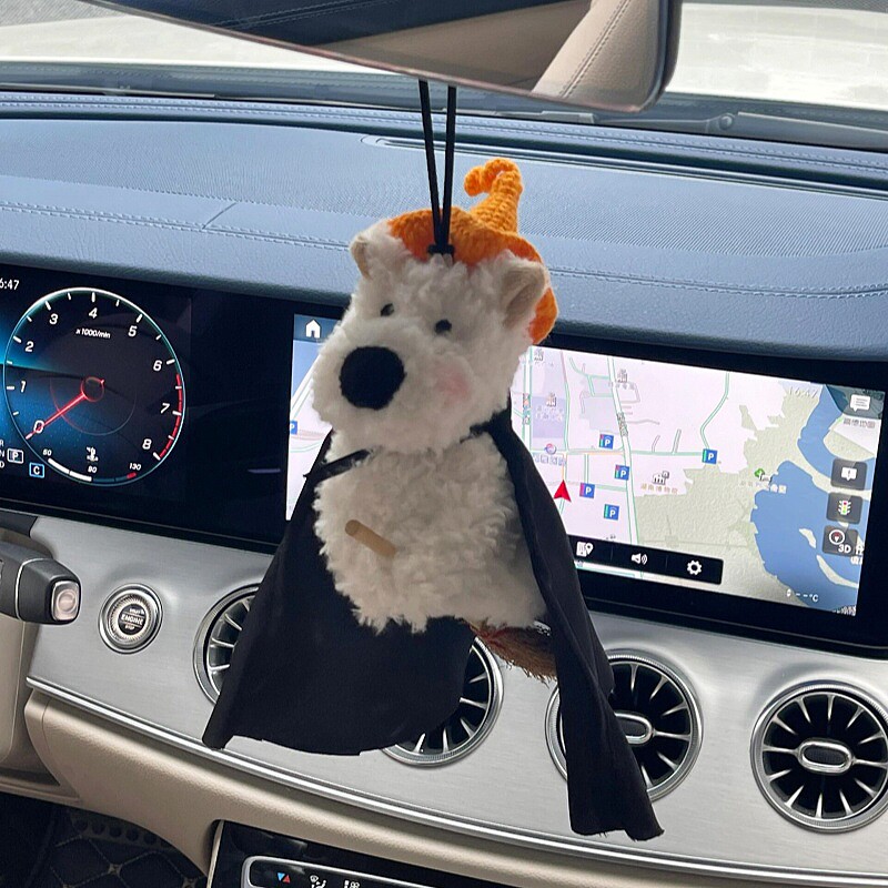 西高地汽车挂件可爱巫师潦草小狗车载后视镜挂饰玩偶公仔新车礼物