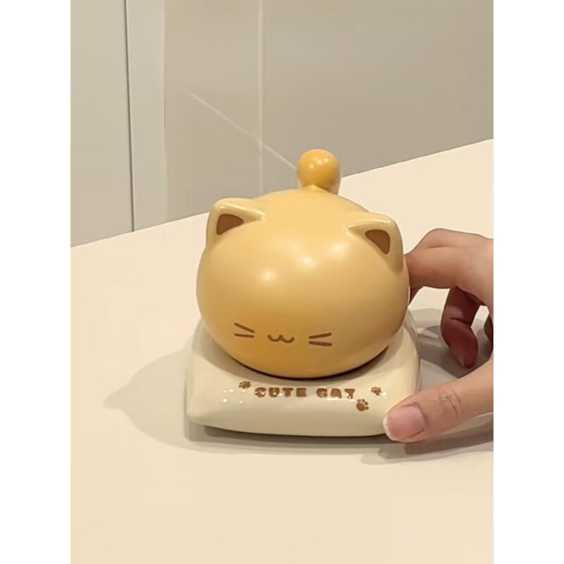 【新家的100个快递】创意卡通釉下彩焦糖猫咪陶瓷牙签筒牙签罐
