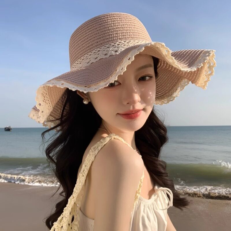 姗禹新款草帽蕾丝花边帽
