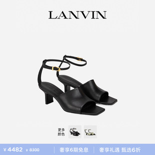 LANVIN浪凡 女士气质黑色牛皮革方头MESURE高跟鞋 凉鞋 6期免息