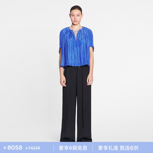 全新经典 6期免息 LANVIN浪凡 上衣 花苞系列女士夏百褶雪纺衫