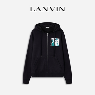 LANVIN浪凡 福利 断码 LOGO连帽卫衣外套 宽松版 型 男女同款
