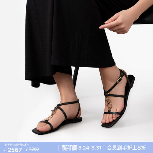 LANVIN浪凡女士平底羊皮革凉鞋