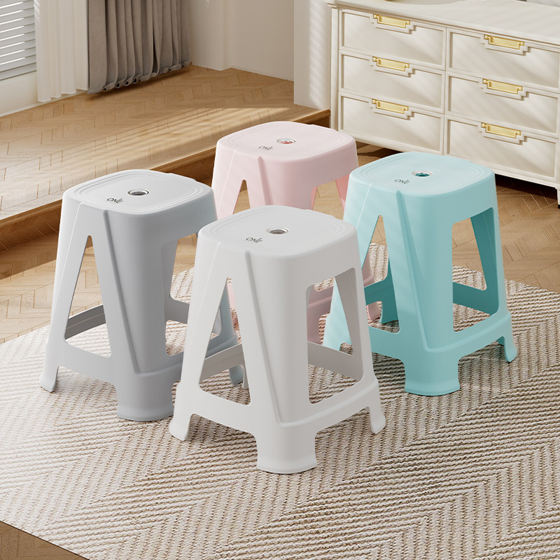 梓一塑料凳子家用特厚客厅餐桌欧式轻奢备用高凳防滑办公椅子