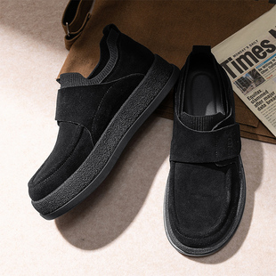 男士休闲时尚厚底勃肯鞋魔术贴男款潮鞋增高男鞋低帮一脚蹬增高鞋