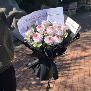 情人节满天星碎冰蓝玫瑰花束永生真花仿真花干花生日送女友闺蜜