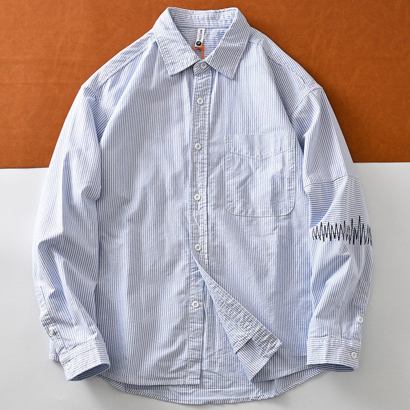 外贸日单翻领长袖衬衫上衣