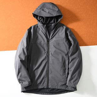 飞禽鸟家户外薄绒软壳衣防风防水连帽冲锋衣宽松登山服夹克外套男