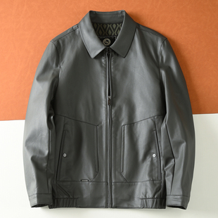 轻奢高端 水洗超纤皮 硬汉风秋冬男士商务休闲翻领仿皮皮衣外套