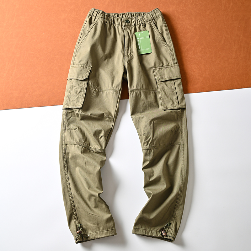 户外伐木工装裤立体大口袋春秋潮流男士棉布直筒收口休闲裤长裤子
