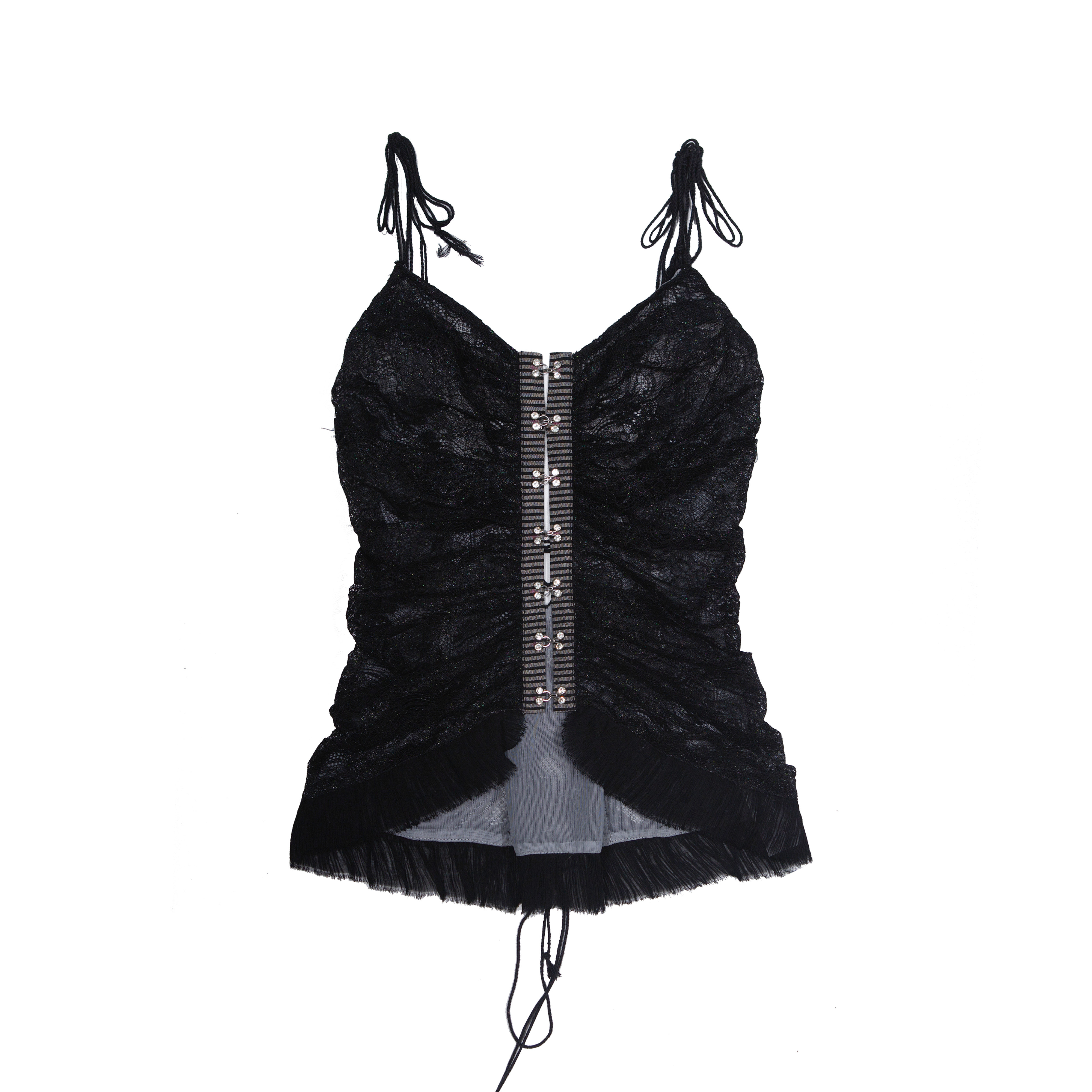 thumbnail for ARIADNAw original design multi-pleated lace suspender backless slim top punk gothic street jerk