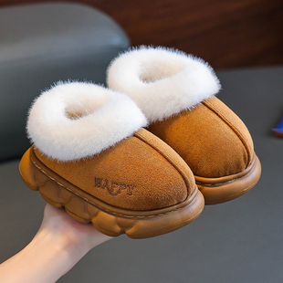 儿童棉鞋秋冬季新款男女童EVA居家室内防水中大童小孩包跟棉拖鞋