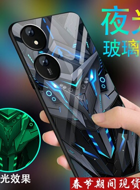 黑色战士适用于华为荣耀play8t手机壳play7t男honorPlay6T新款5tpro炫酷play3夜光玻璃4t全包活力版硅胶薄套