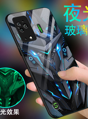 黑色战士适用于小米黑鲨5手机壳男黑鲨4新款游戏4spro炫酷5PRO夜光玻璃RS全包4s防摔3s潮牌RS硅胶散热保护套