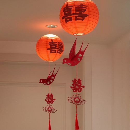 网红喜字吊饰挂件婚房布置