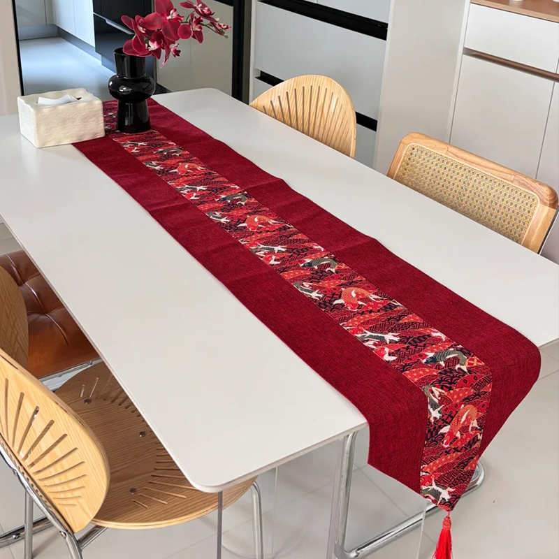 结婚桌旗红色喜庆茶几餐桌布