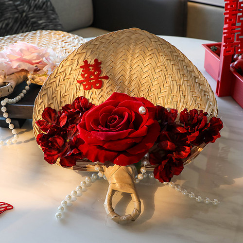 新娘晨袍拍照喜扇手摇扇芭蕉扇