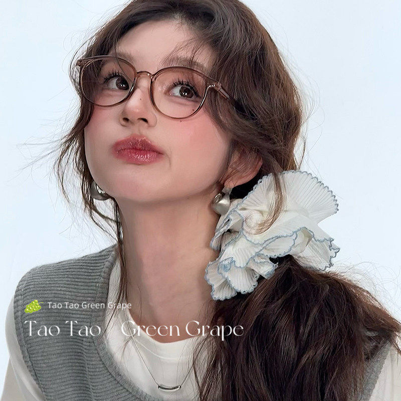 新款法式超大大肠发圈女白色蕾丝高级感韩系头饰丸子头麻花辫头绳