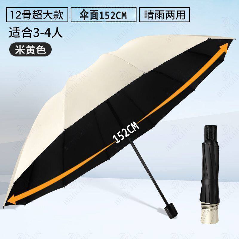 雨伞加大加厚加固150cm152cm超大号十二骨轻便钓鱼伞抗暴风雨晴雨