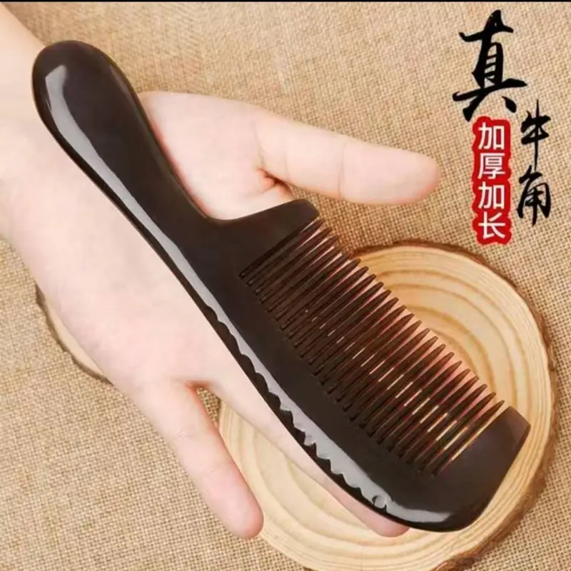 老黄牛角梳子大号天然正品正宗脱发防家用檀香檀木梳男女专用长发