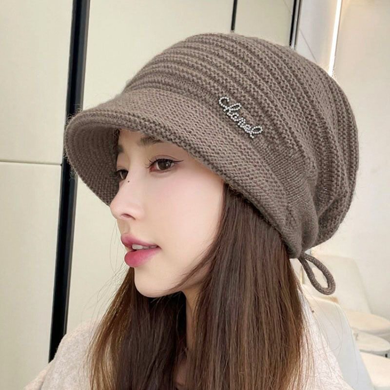 2025新款帽子女冬季妈妈女款兔毛混纺毛线针织帽中老年保暖堆堆帽