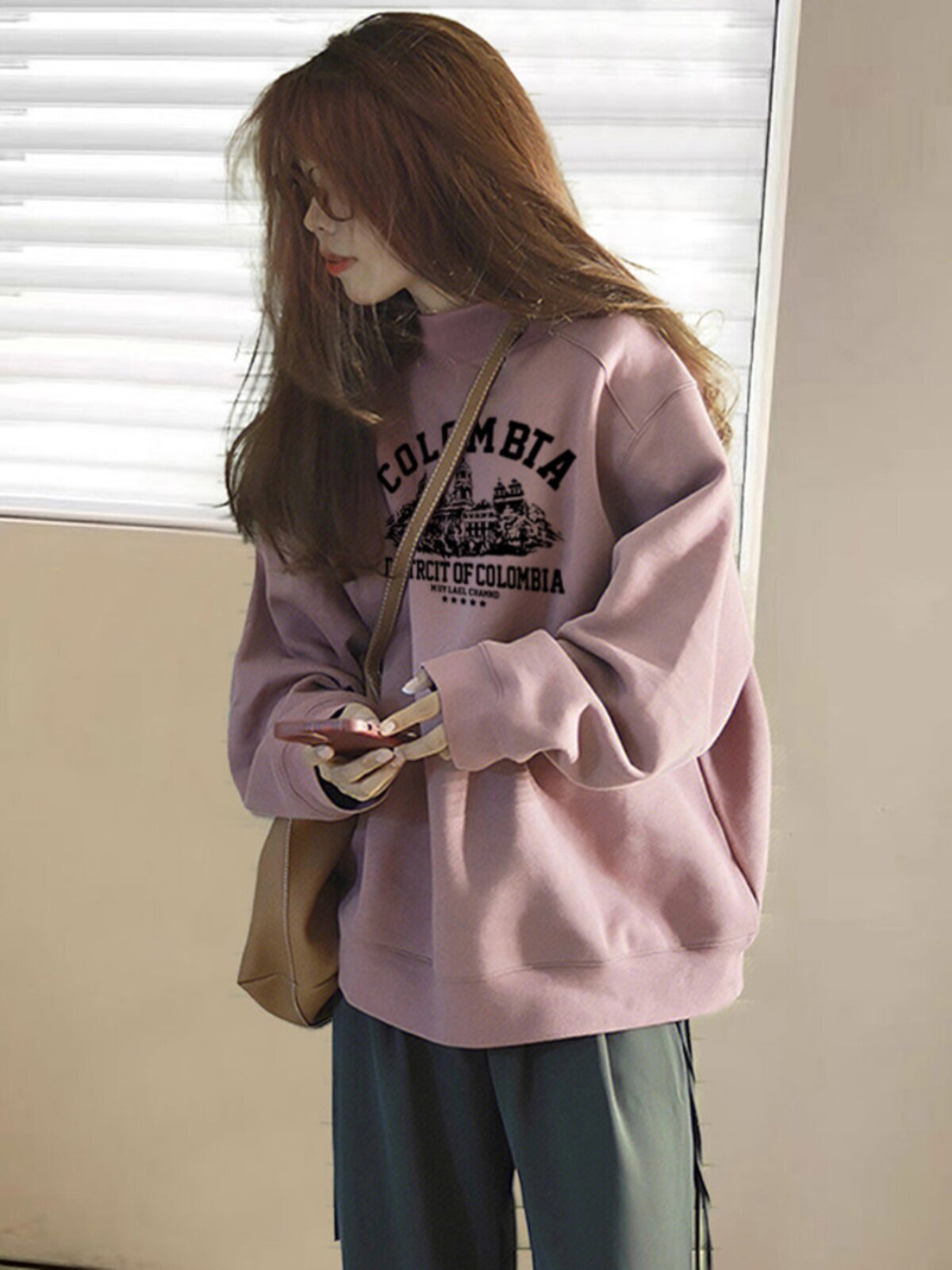 半高领加绒加厚卫衣女宽松2025秋冬新款爆款长袖上衣内搭无帽外套