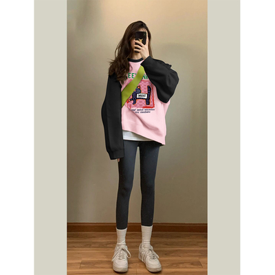 插肩袖oversize卫衣加绒加厚女秋冬2025年新款爆款多巴胺穿搭上衣