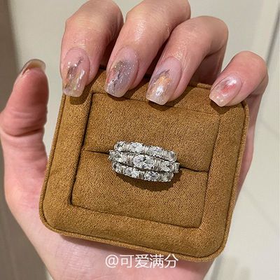 「指间星河」中古微镶锆石排钻戒指冷淡风轻奢精致新款奢华指环女