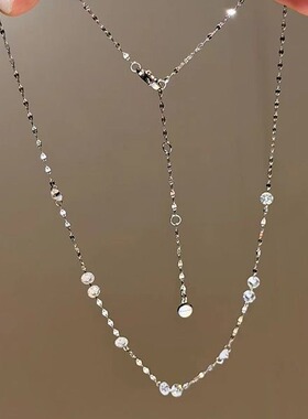 细闪素链~爆闪设计师款银色项链女生轻奢小众高级感显瘦锁骨链