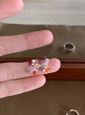 超仙彩色耳夹饰品女多巴胺耳钉甜美少女风精致小巧百搭款日常通勤