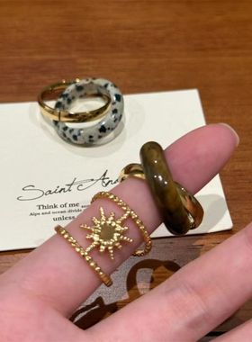 复古交叉双层缠绕戒指ins小众气质高级感食指戒女独特设计感指环