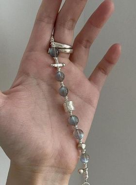 vintage高级串珠手链轻奢精致ins礼物猫眼色拼接手饰设计情侣配饰