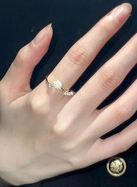 山茶花开口戒指女可调节小众设计时尚个性轻奢高级感锆石食指戒