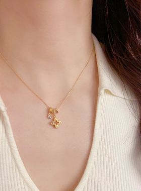 时尚精致高级感多圈圈镂空小众花朵项链女轻奢百搭锁骨链颈链潮