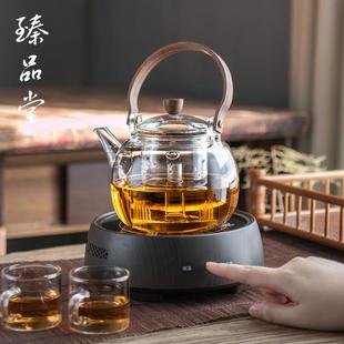 家用静音电陶炉自动断电煮茶器蒸汽煮茶壶烧水提梁壶 玻璃煮茶套装