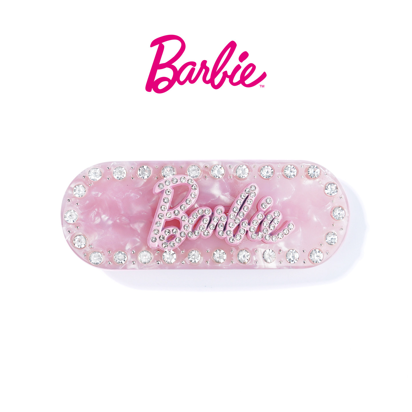 Barbie芭比官方正品发夹发饰女高级新款锆石发夹侧边夹子头饰闪钻