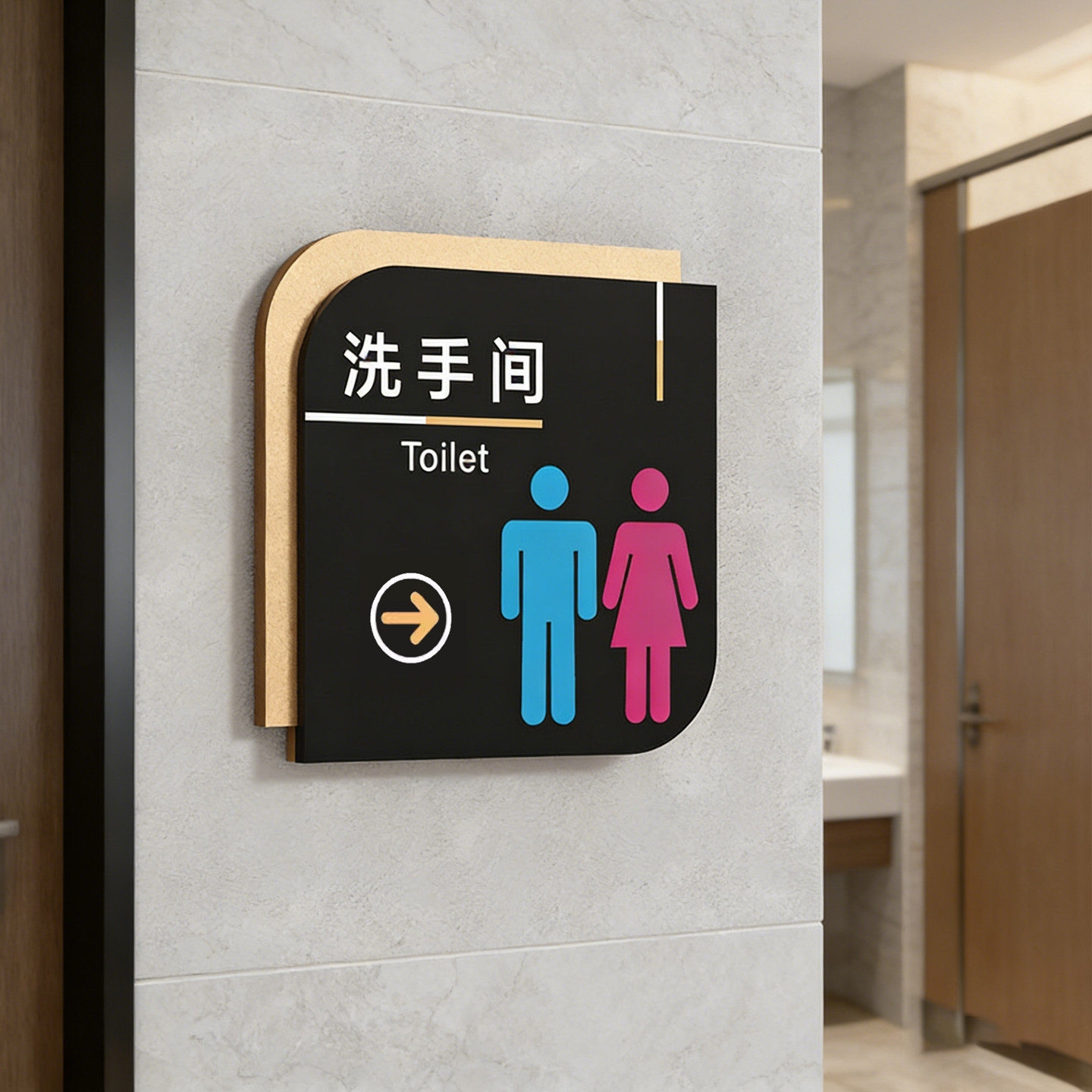 卫生间指示牌洗手间标识牌男女厕所标志牌门牌公共厕所贴酒店商场男厕女厕高档立体引导墙贴告示牌指示牌定制