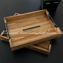 NEIGHBORHOOD复古做旧虎纹托盘木制桌面收纳日式展示块根换土方形