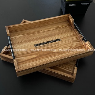 NEIGHBORHOOD复古做旧虎纹托盘木制桌面收纳日式展示块根换土方形