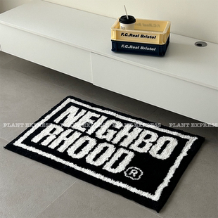 NBHD NEIGHBORHOOD GALLERY日潮家用卧室工作室字母植绒地毯地垫
