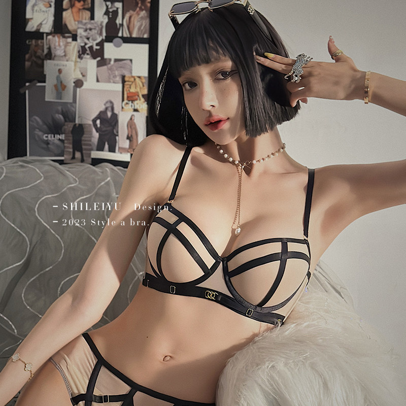 辣妹内衣女小胸聚拢收副乳防下垂性感文胸上托显大夏季薄胸罩套装