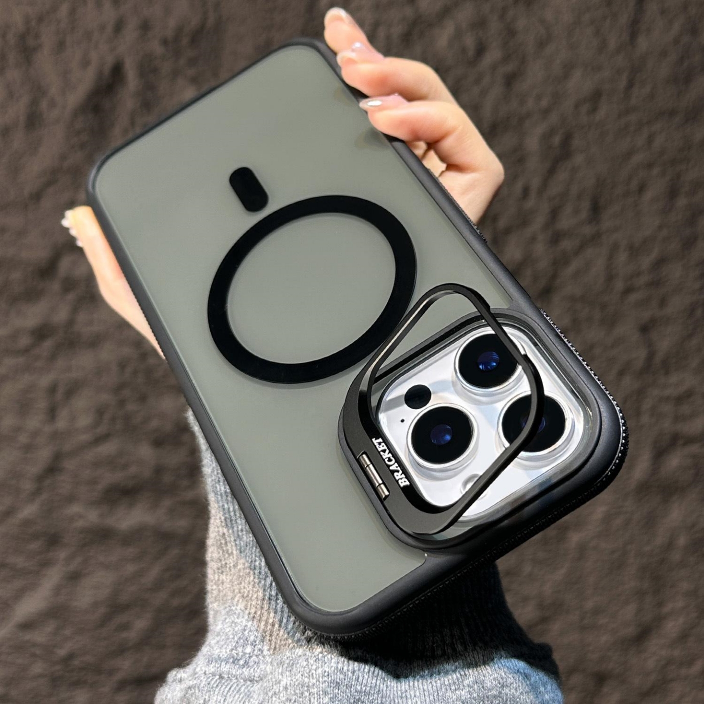 隐形镜头支架磁吸适用苹果16promax防滑条手机壳iPhone15pro高级感透明14plus全包13防摔12保护套11男女撞色